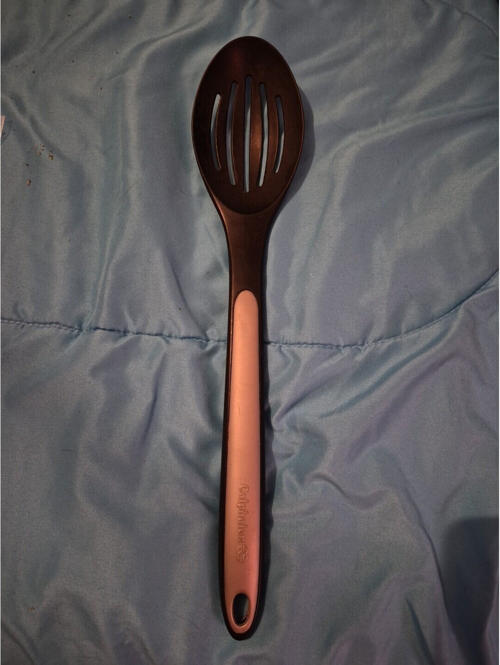 Calphalon Slotted Cooking Spoon, Nylon & Silicone, Black/Gray, 14 in EUC